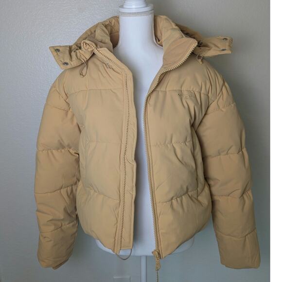 Rip Curl Anti Series Tidal Butter Yellow Crop Boxy Puffer Coat Women Sz M Winter - Picture 3 of 13